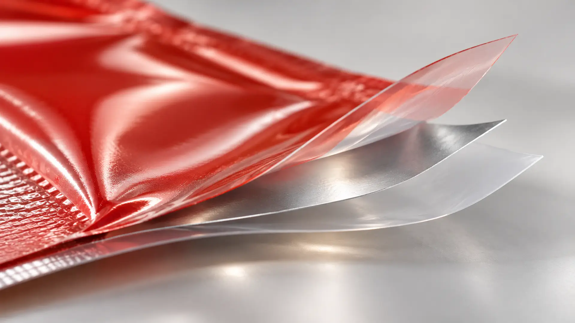 Packaging a Barriera: cosa protegge davvero un integratore | Encanto Nutraceutica Film multistrato per imballaggio a barriera: strato esterno stampato, foglio di alluminio e film interno saldante